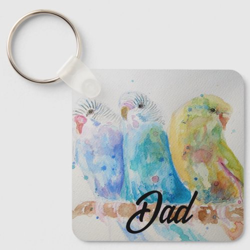 Australian Birds Budgie Watercolor Art Key Ring