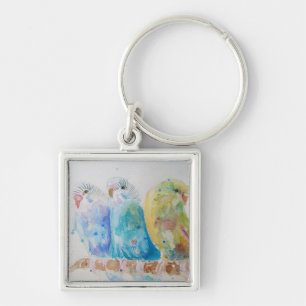Australian Birds Budgie Watercolor Art Key Ring