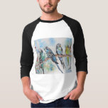 Australian Birds Budgie Watercolor Art Key Ring T-Shirt<br><div class="desc">Australian Birds Budgie Watercolor Art Key Ring. This glorious keyring would make a great gift for anyone. Designed by me from one of my original macaw watercolors. Especially lovely to have such a useful bright and happy gift!</div>
