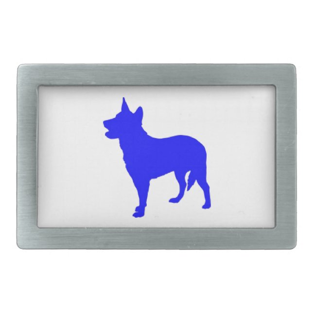 Australian Blue Heeler Rectangular Belt Buckle (Front)
