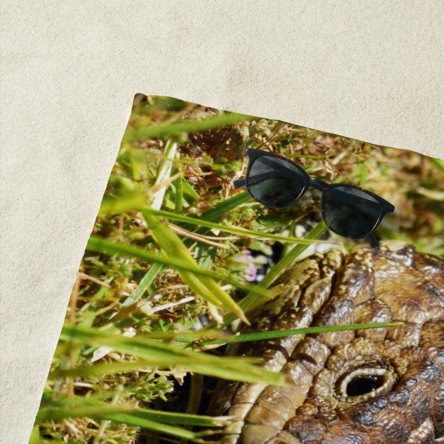 Australian Blue Tongue Stumpy Lizard, Beach Towel (In Situ)