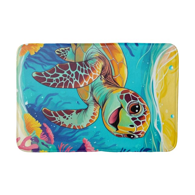 Australian Boho Turtle Bath Mat | Sunny (Front)