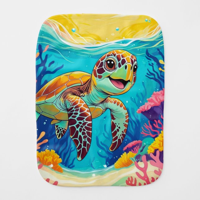 Australian Boho Turtle Burp Cloth | Sunny (Front)