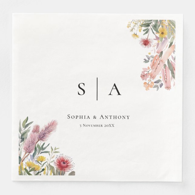 Australian Botanicals Wedding Napkins (Front)