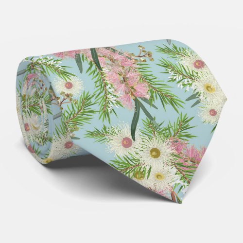 Australian Bottlebrush Country Garden Blue Neck Tie