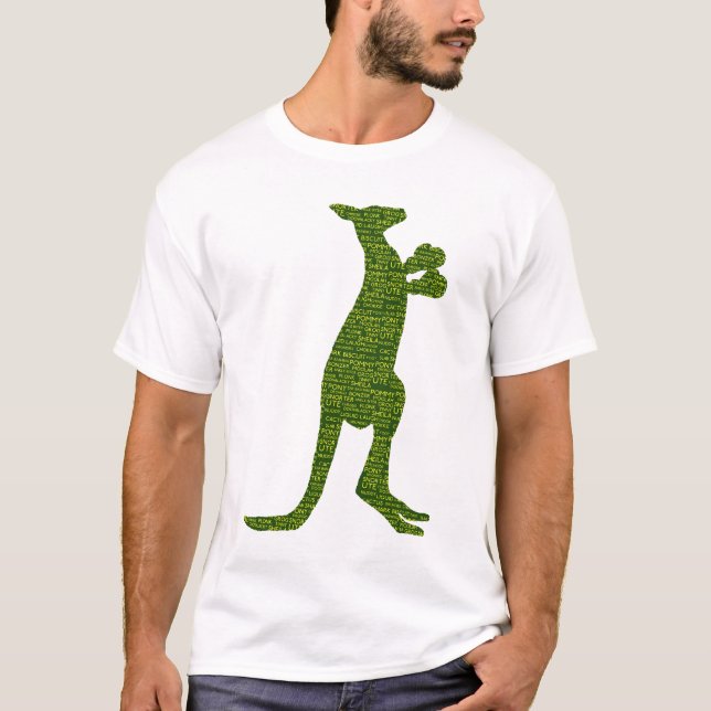 Australian Boxing Kangaroo with Slang Typography T-Shirt (Front)
