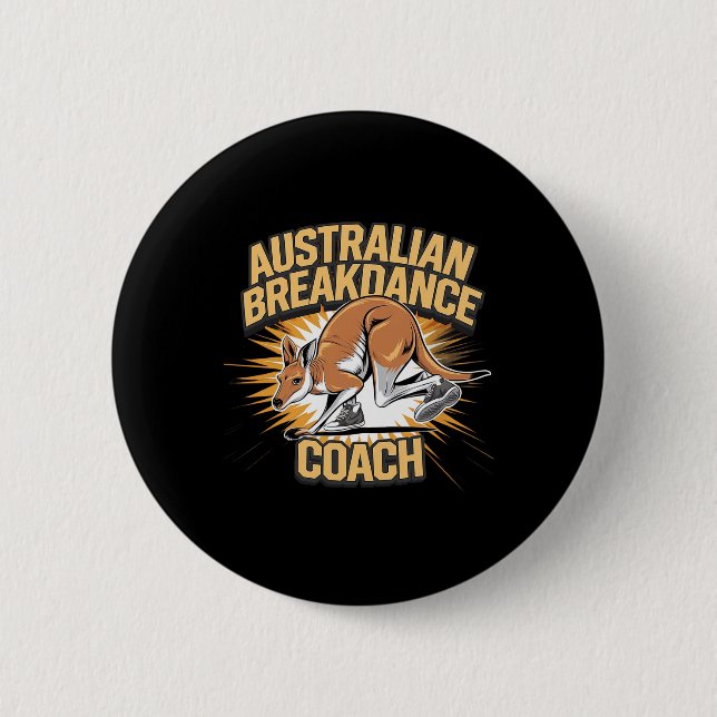 Australian Breakdance Coach 2025 - Funny Kangaroos Button (Front)