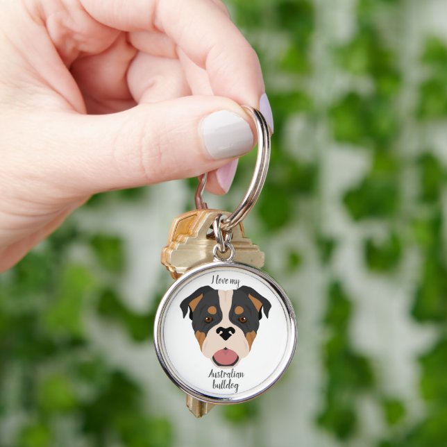 Australian Bulldog dog Keychain (Hand)