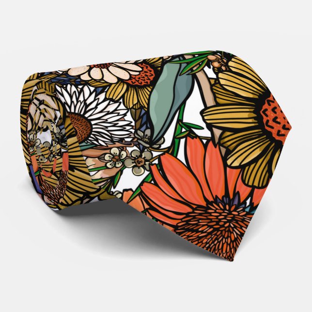 Australian Bush Wildflower Garden  Neck Tie (Rolled)