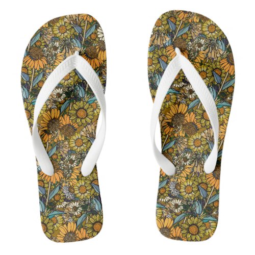 Australian Bush Wildflower Summer Garden Flip Flops