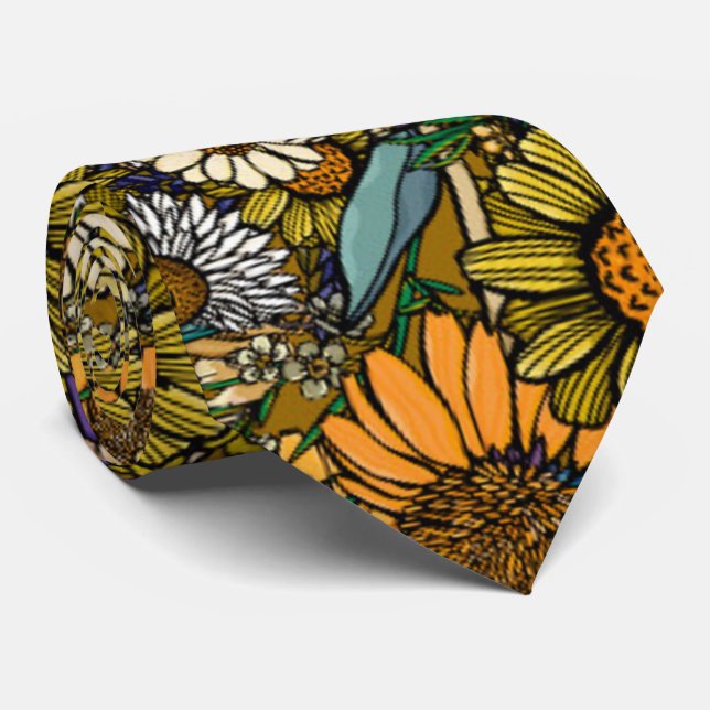 Australian Bush Wildflower Summer Garden Neck Tie (Rolled)