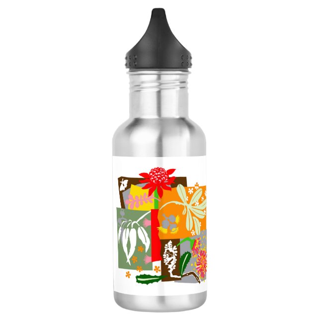 Australian BUSHLAND native flora - Stainless Steel Water Bottle (Left)