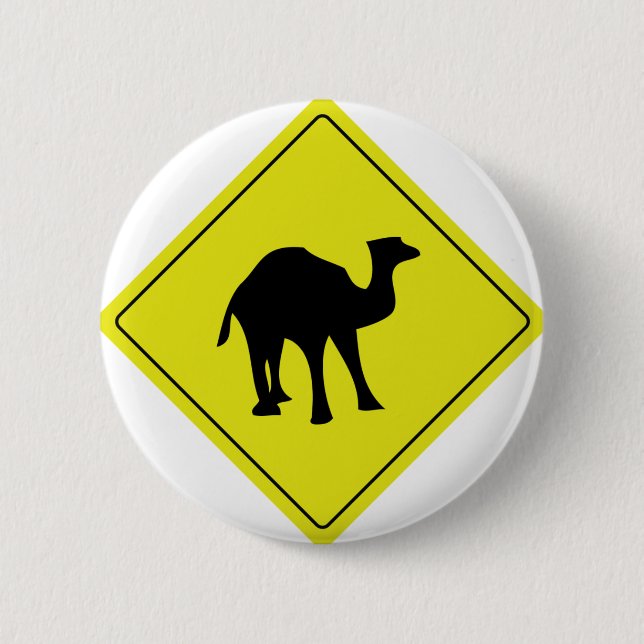 australian camel roadsign yellow button (Front)