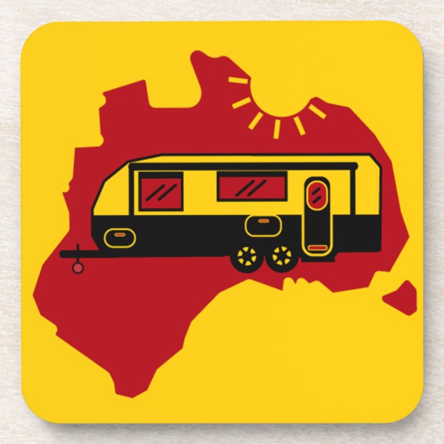 Australian Caravan Camping      Beverage Coaster (Front)