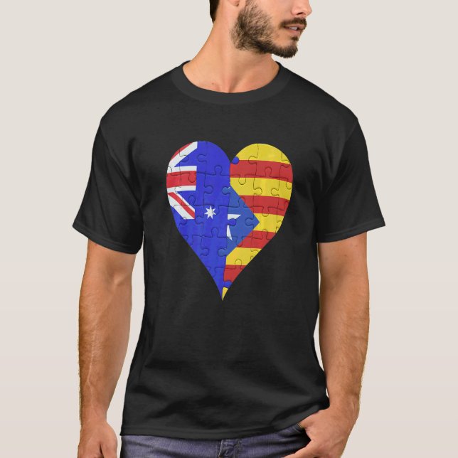 Australian Catalan Flag Heart T-Shirt (Front)