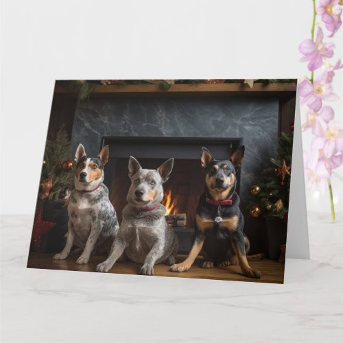 Australian Cattle by the Fireplace Christmas Card