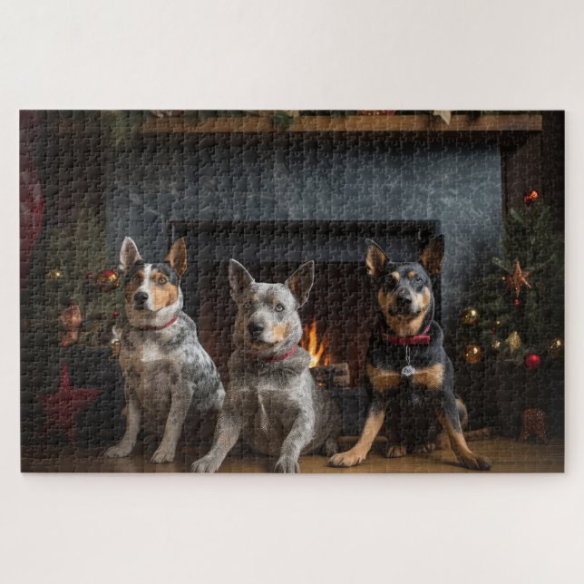 Australian Cattle by the Fireplace Christmas Jigsaw Puzzle (Horizontal)