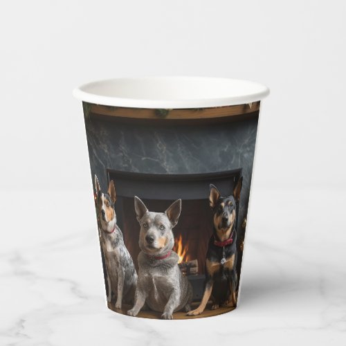 Australian Cattle by the Fireplace Christmas Paper Cups