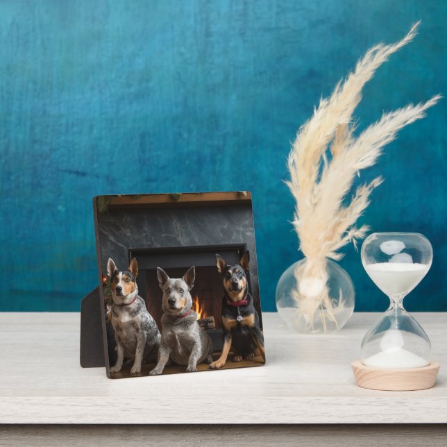 Australian Cattle by the Fireplace Christmas Plaque (Insitu)