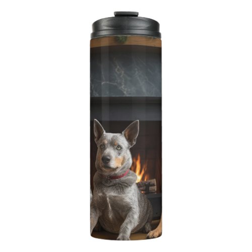 Australian Cattle by the Fireplace Christmas Thermal Tumbler