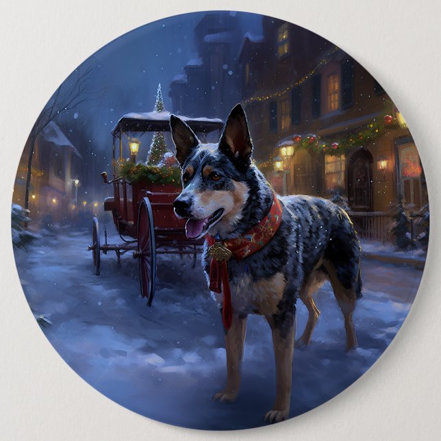 Australian Cattle Christmas Festive Season  Button (Front)