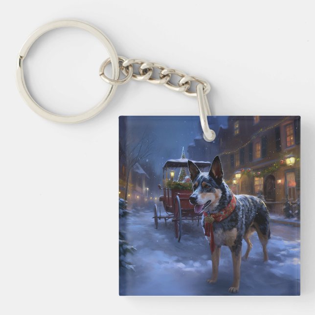 Australian Cattle Christmas Festive Season  Keychain (Front)