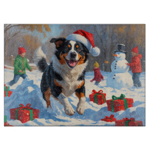 Australian Cattle Christmas Festive Snow Scene Cutting Board