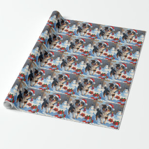 Australian Cattle Christmas Festive Snow Scene Wrapping Paper