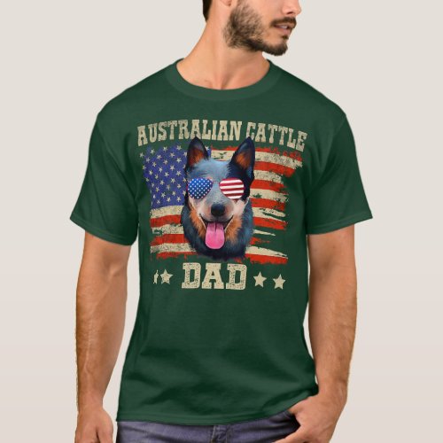 Australian Cattle Dad Merica Flag Dog Men July T_Shirt