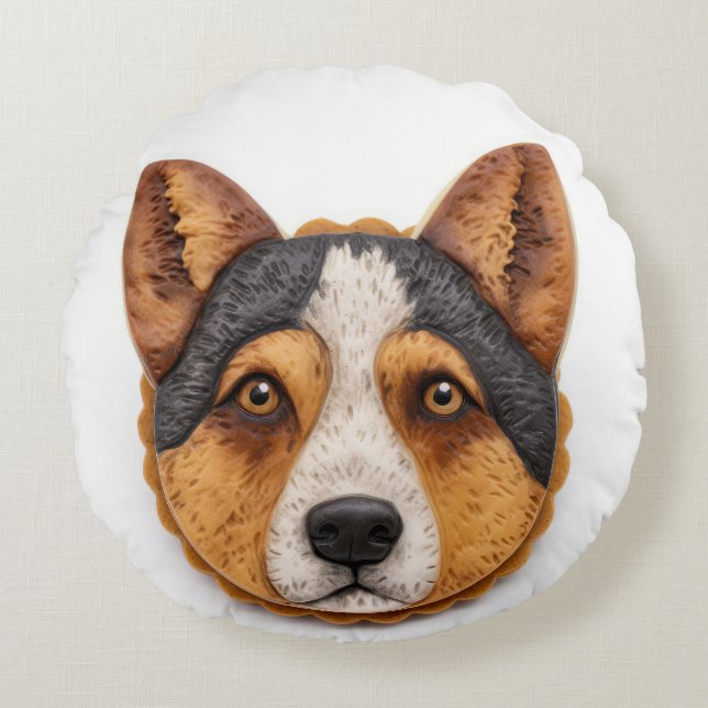 Australian Cattle Dog 3D Inspired Round Pillow (Front)