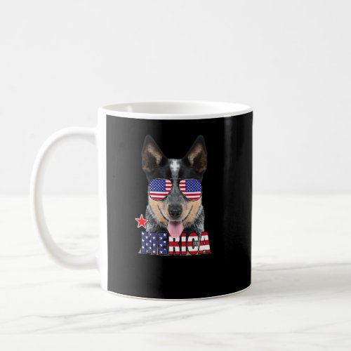 Australian Cattle Dog American Flag Sunglasses 4th Coffee Mug