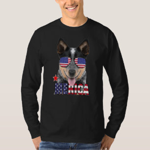 Australian Cattle Dog American Flag Sunglasses 4th T-Shirt