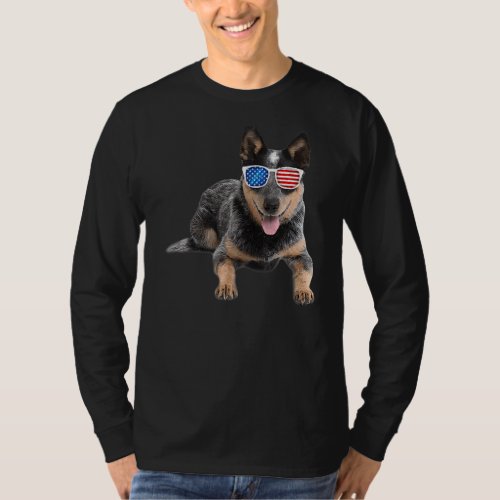 Australian Cattle Dog American Usa Flag T_Shirt