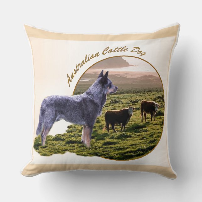 Australian Cattle Dog Art Throw Pillow (Front)