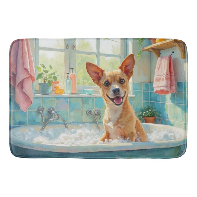 Australian Cattle Dog Bath Time Cheerful Bathroom  Mat (Front)