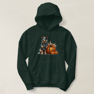 Australian Cattle Dog Beside a Jack-O-Lantern Hoodie