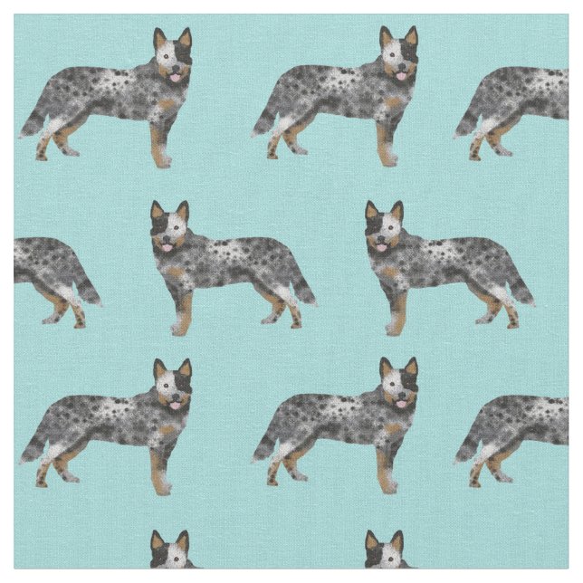 australian cattle dog blue heeler dog fabric (Close Up)
