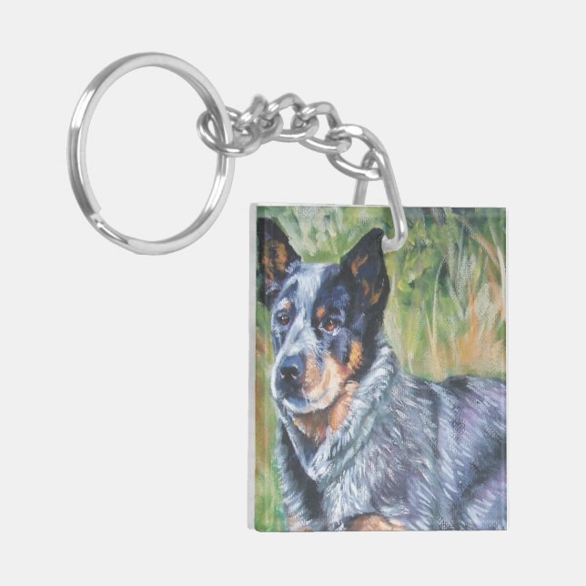 Blue Heeler dog keychain, Red heeler, Cattle dog key chain, pet