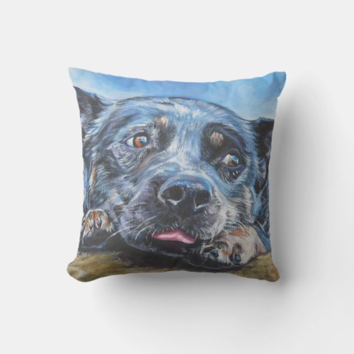 australian cattle dog blue heeler fine dog art throw pillow