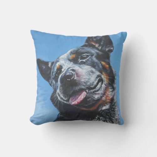 australian cattle dog blue heeler fine dog art throw pillow