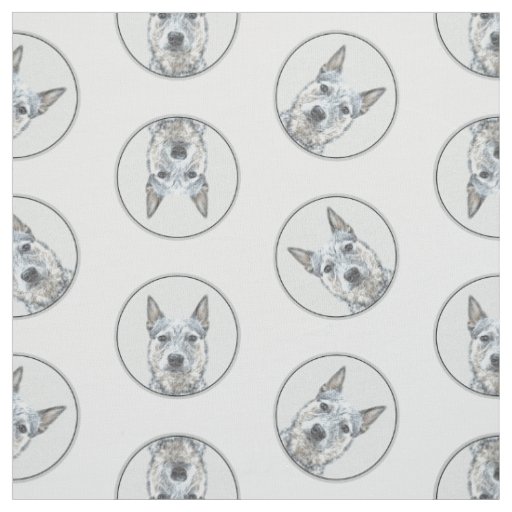 Australian Cattle Dog Blue Heeler Original Dog Art Fabric