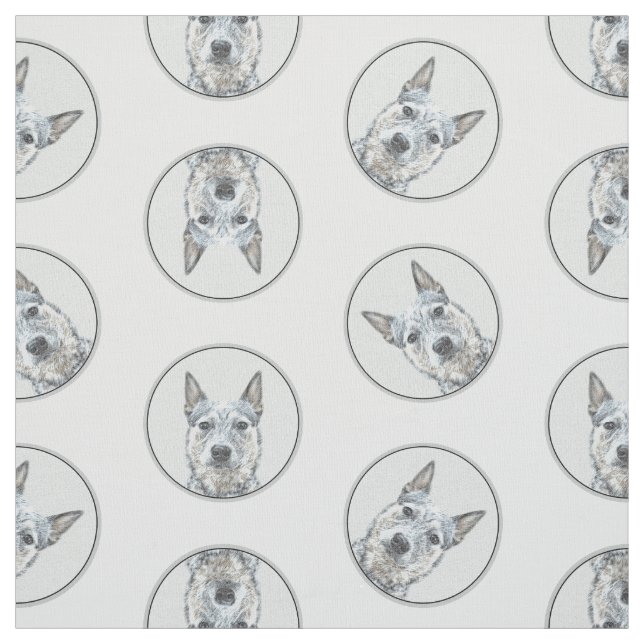 Australian Cattle Dog Blue Heeler Original Dog Art Fabric (Swatch)