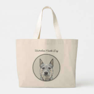 Australian Cattle Dog Blue Heeler Original Dog Art Large Tote Bag