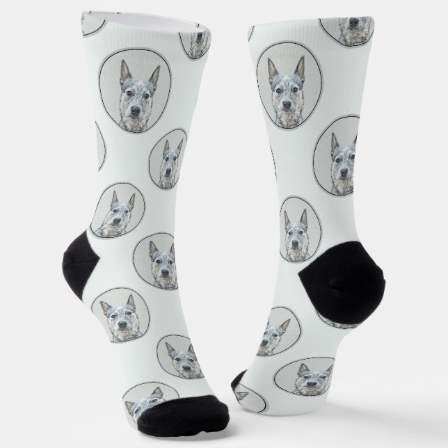 Australian Cattle Dog Blue Heeler Original Dog Art Socks (Angled)