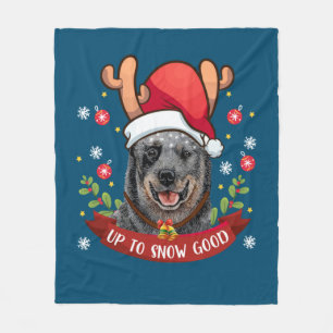 Australian Cattle Dog Blue Heeler Reindeer Christm Fleece Blanket