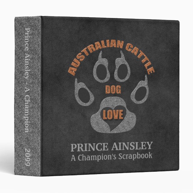 Australian Cattle Dog Breed Personalized Scrapbook Binder (Front/Spine)