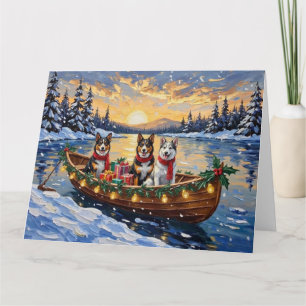Australian Cattle Dog Christmas Boat Holiday Card