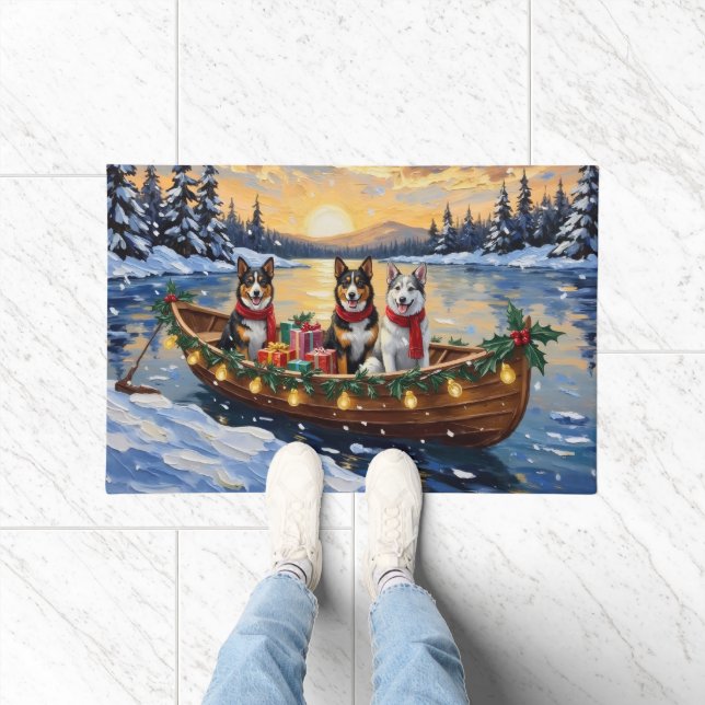 Australian Cattle Dog Christmas Boat Holiday Doormat (Indoor)