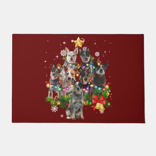 Australian Cattle Dog Christmas Dogs Tree Lights P Doormat