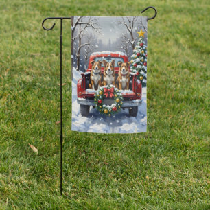 Australian Cattle Dog Christmas Red Truck Holiday Garden Flag